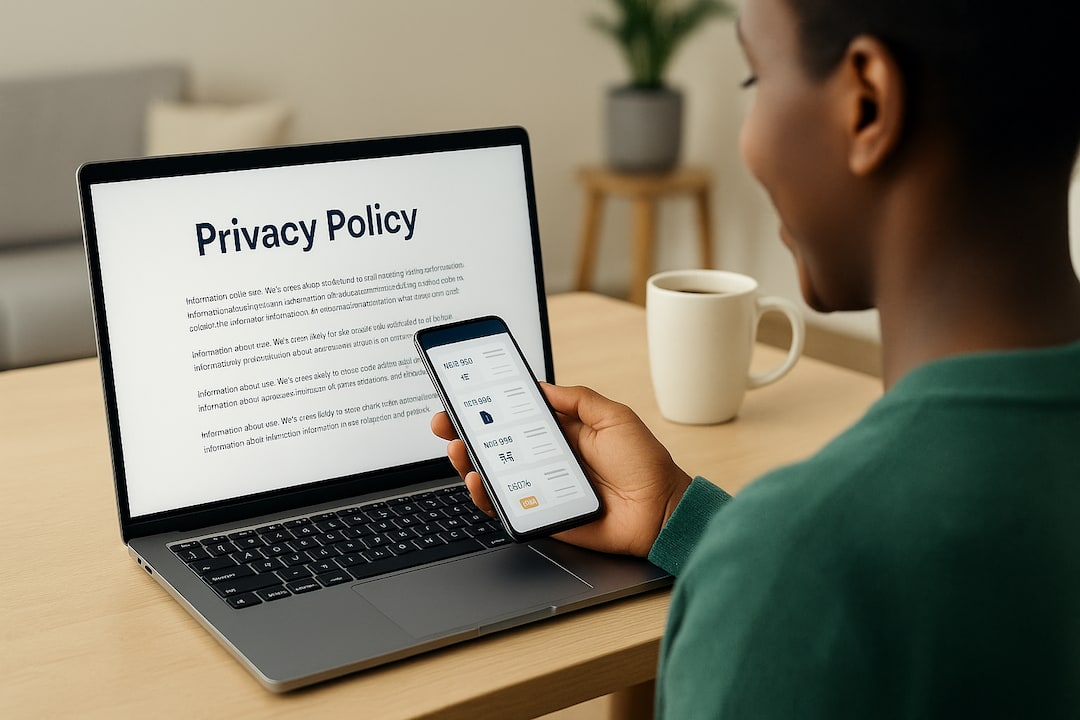 Person reviewing privacy settings on a laptop