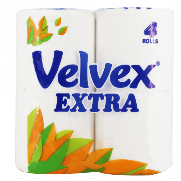Velvex Extra White Toilet Tissue 4 Pack