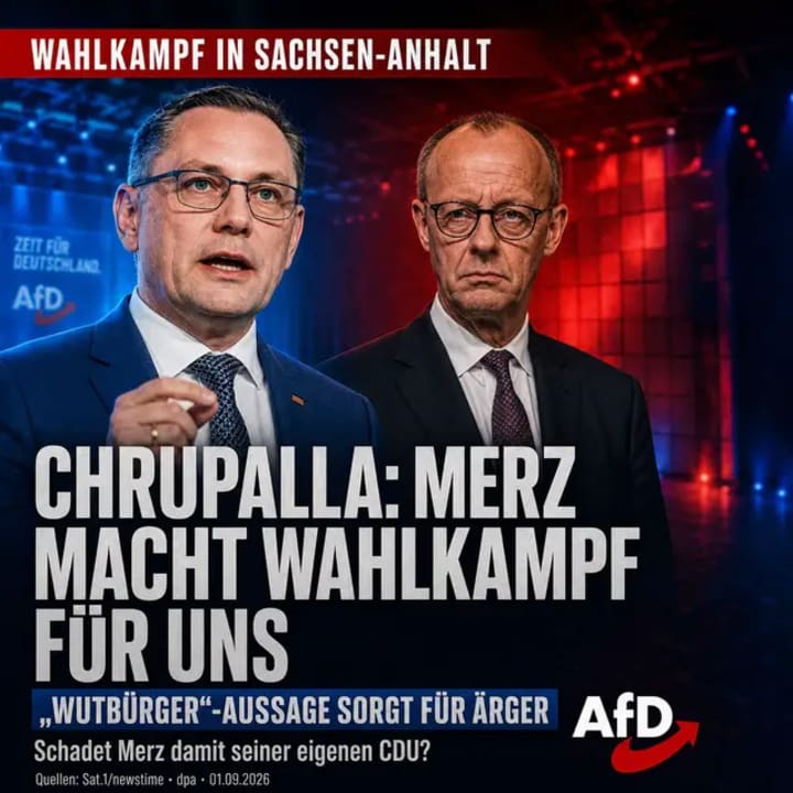 Friedrich Merz erklärte, Sachsen-Anhalt dürfe kein „Experimentierfeld von Wutbürgern“ werden. Tino Chrupalla wirft dem Bundeskanzler deshalb vor, ostdeutsche Wä
