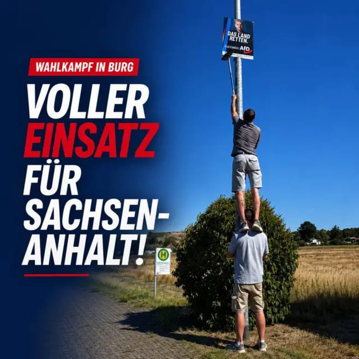 Gemeinsam angepackt: In Burg haben wir die AfD Sachsen-Anhalt beim Plakatieren unterstützt. Wahlkampf wird nicht vom Sofa aus gewonnen – sondern draußen auf der