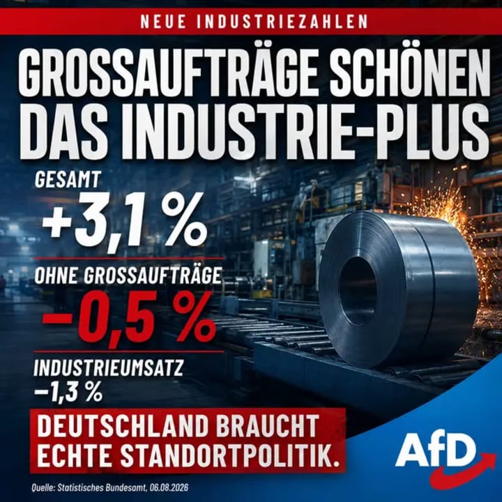 Die Industrieaufträge steigen um 3,1 Prozent. Ohne Großaufträge ergibt sich jedoch ein Minus von 0,5 Prozent – gleichzeitig sinkt der Industrieumsatz um 1,3 Pro