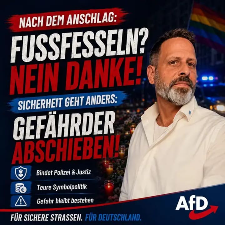Nach einem Anschlag braucht es keine teure Symbolpolitik, sondern klare Konsequenzen. Wer ausreisepflichtig ist und eine Gefahr für unser Land darstellt, muss k
