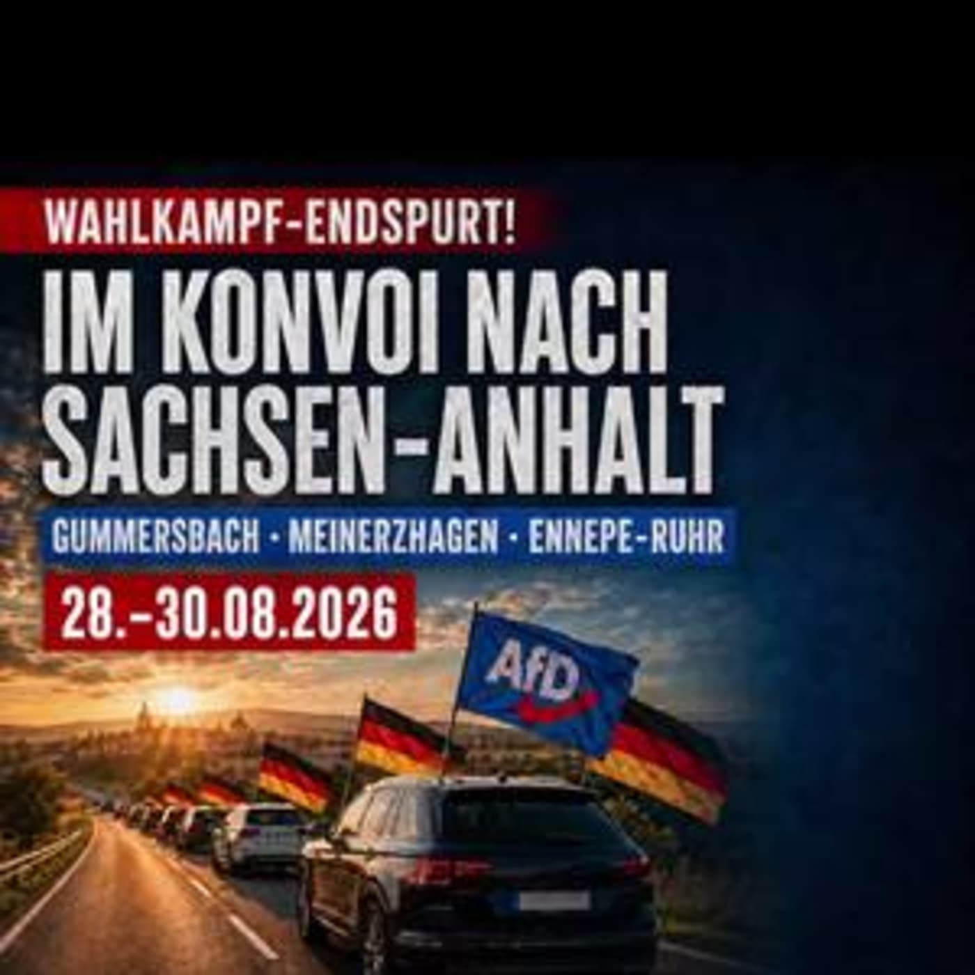 Heute geht es gemeinsam in den Wahlkampf-Endspurt: Aus Gummersbach, Meinerzhagen und dem Ennepe-Ruhr-Kreis fahren wir geschlossen im Konvoi nach Sachsen-Anhalt.