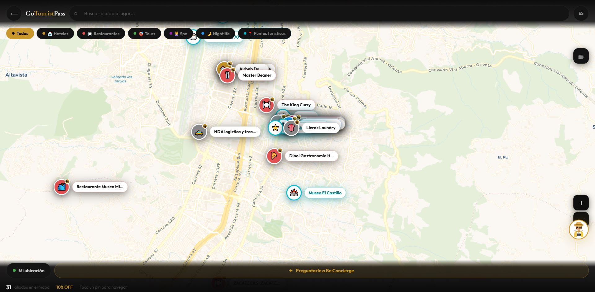 Mapa de aliados GoTouristPass