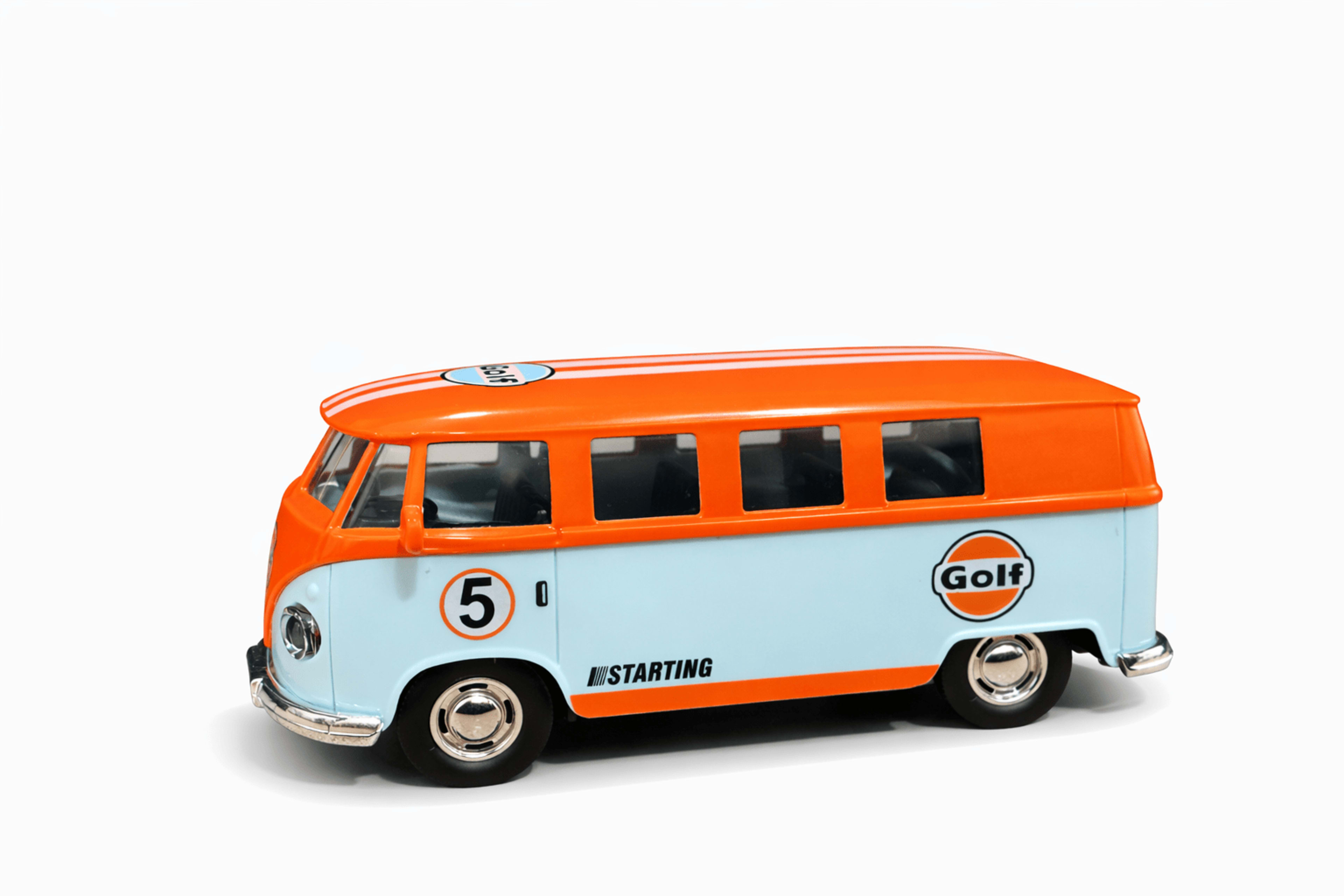 Volkswagen Type 2 (VW Bus) Diecast 1:36 β Gulf Blue & Orange | Openable Doors