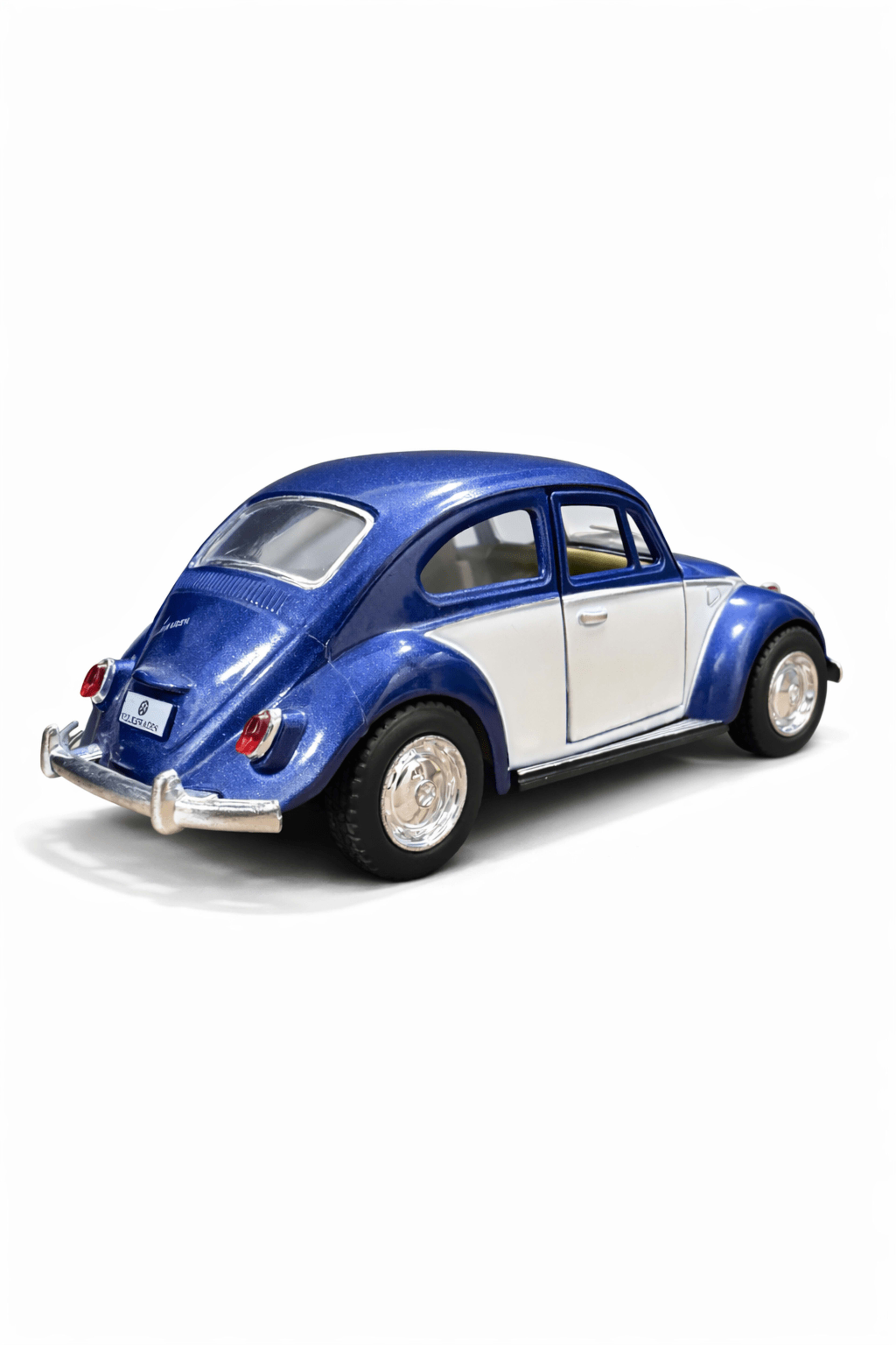 Volkswagen Beetle Diecast Car 1:36 – Blue & White | Openable Doors | Classic Vintage Model