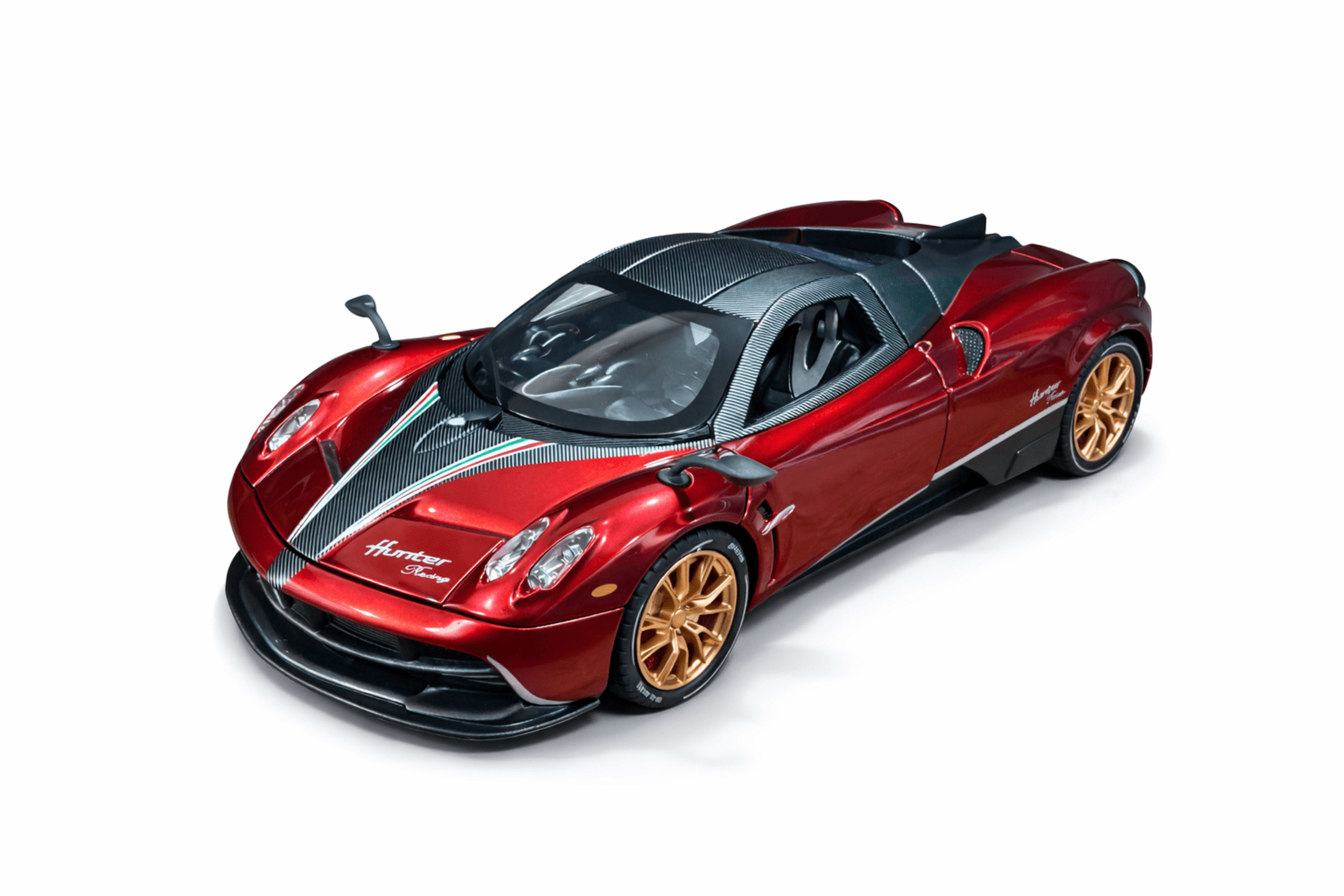 Pagani Huayra Diecast 1:24 – Red Carbon Fiber Finish | Openable Parts | Light & Sound