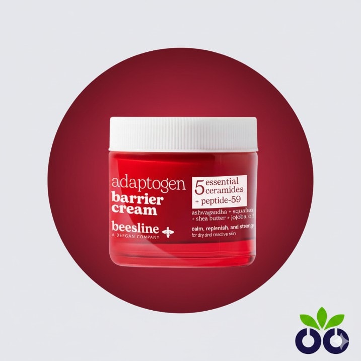 Beesline Adaptogen Barrier Cream, a ceramide moisturizer for sensitive skin with peptides and adaptogens.