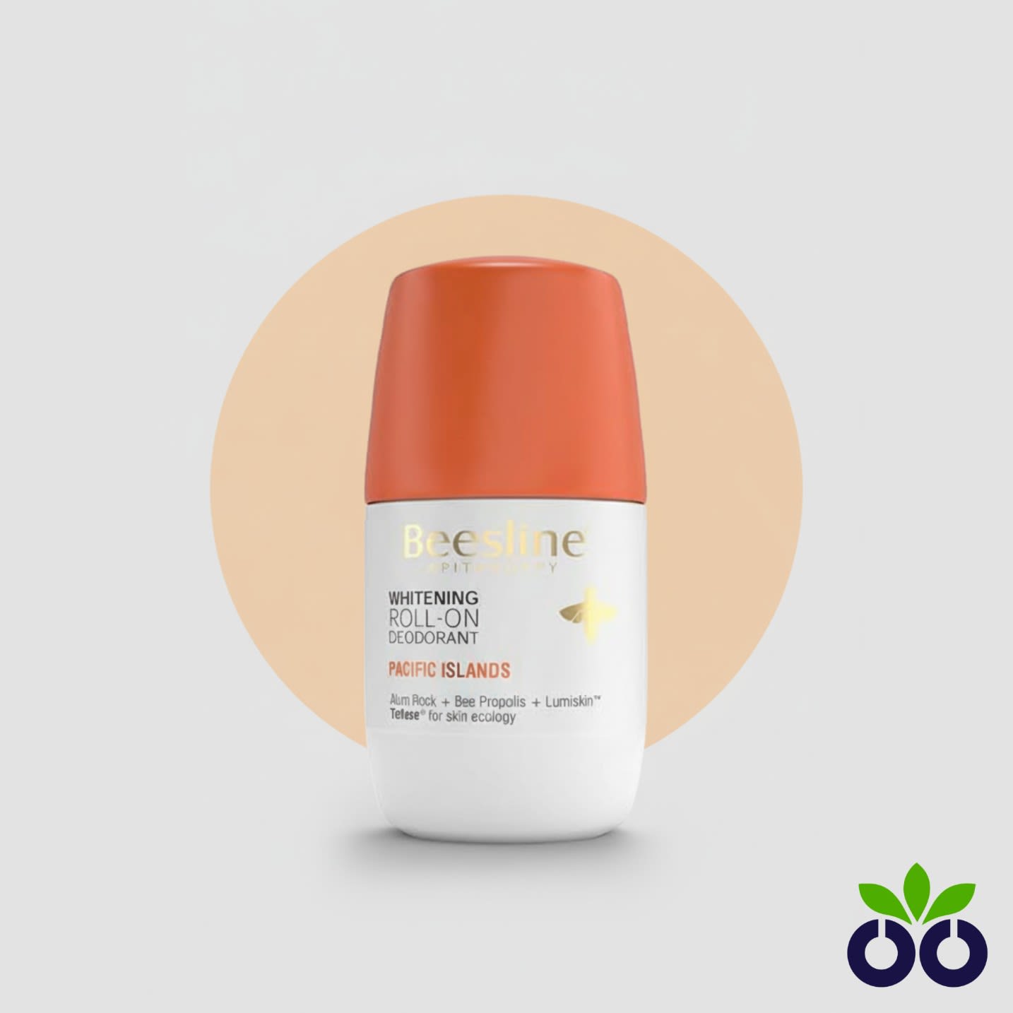 Beesline Pacific Islands, an underarm brightening deodorant with a fresh scent, to fade discoloration.