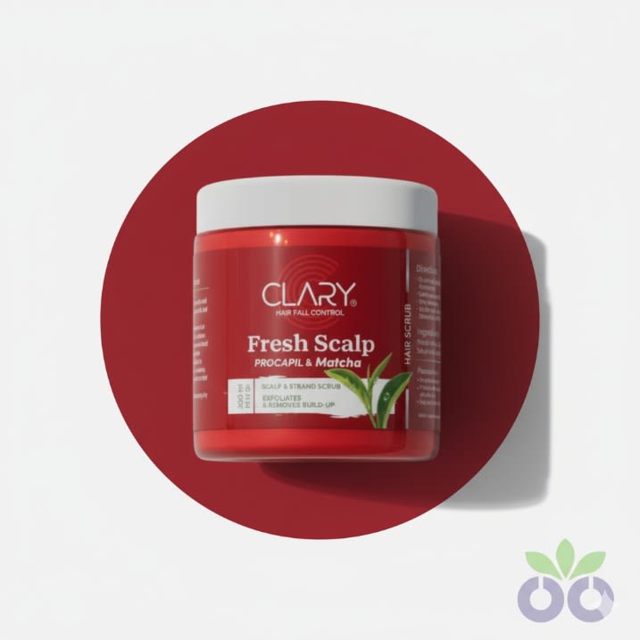 Clary Fresh Scalp, an exfoliating scalp scrub with Sea Salt and Procapil to detoxify the scalp and fight hair loss.