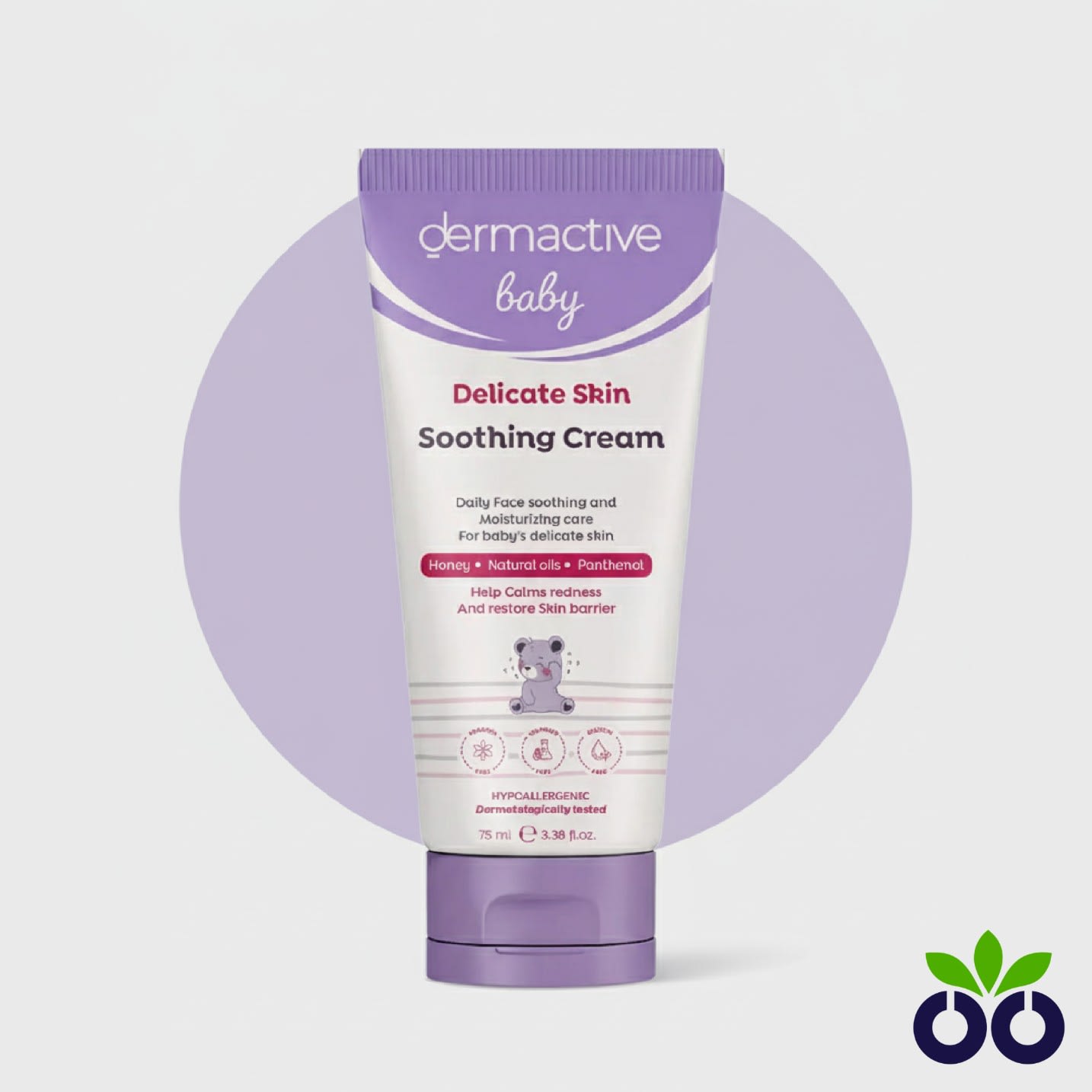 Dermactive's soothing baby face moisturizer with Panthenol and Honey for dry, chapped cheeks.