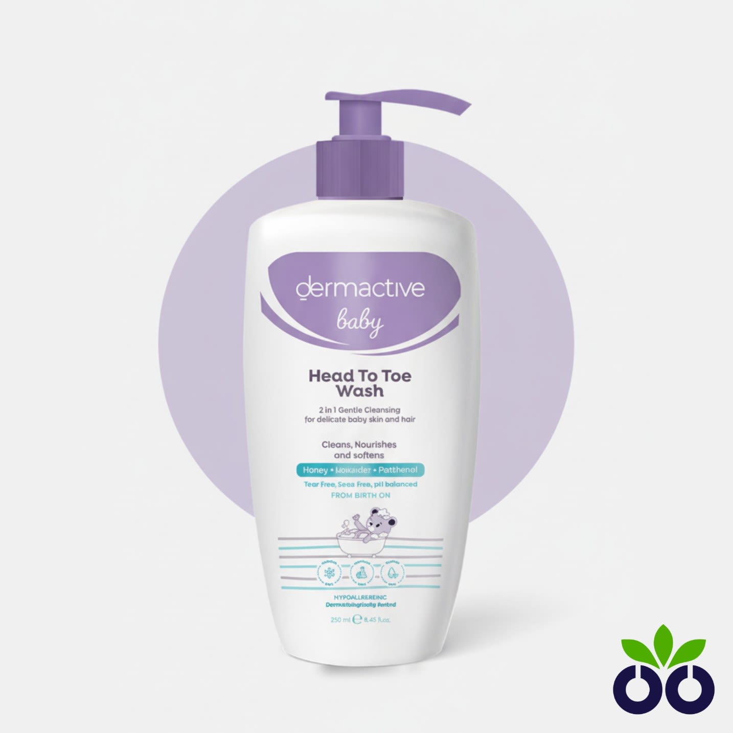 Dermactive Baby Head to Toe Wash, a gentle baby wash and shampoo with Argan Oil and Panthenol for sensitive skin and hair.