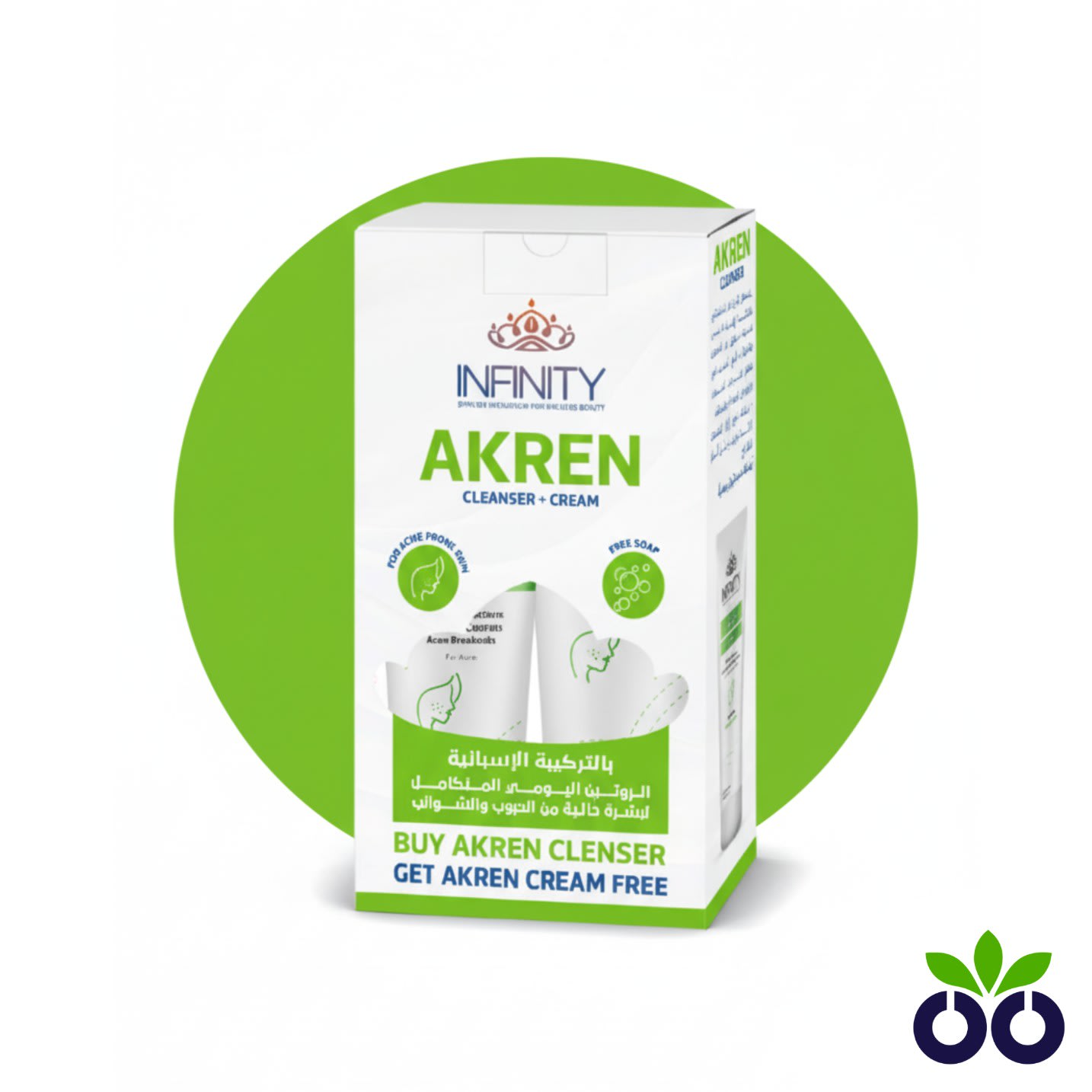 Infinity Akren Face Wash, a salicylic acid face wash for acne with Tea Tree Oil, to deep clean pores.