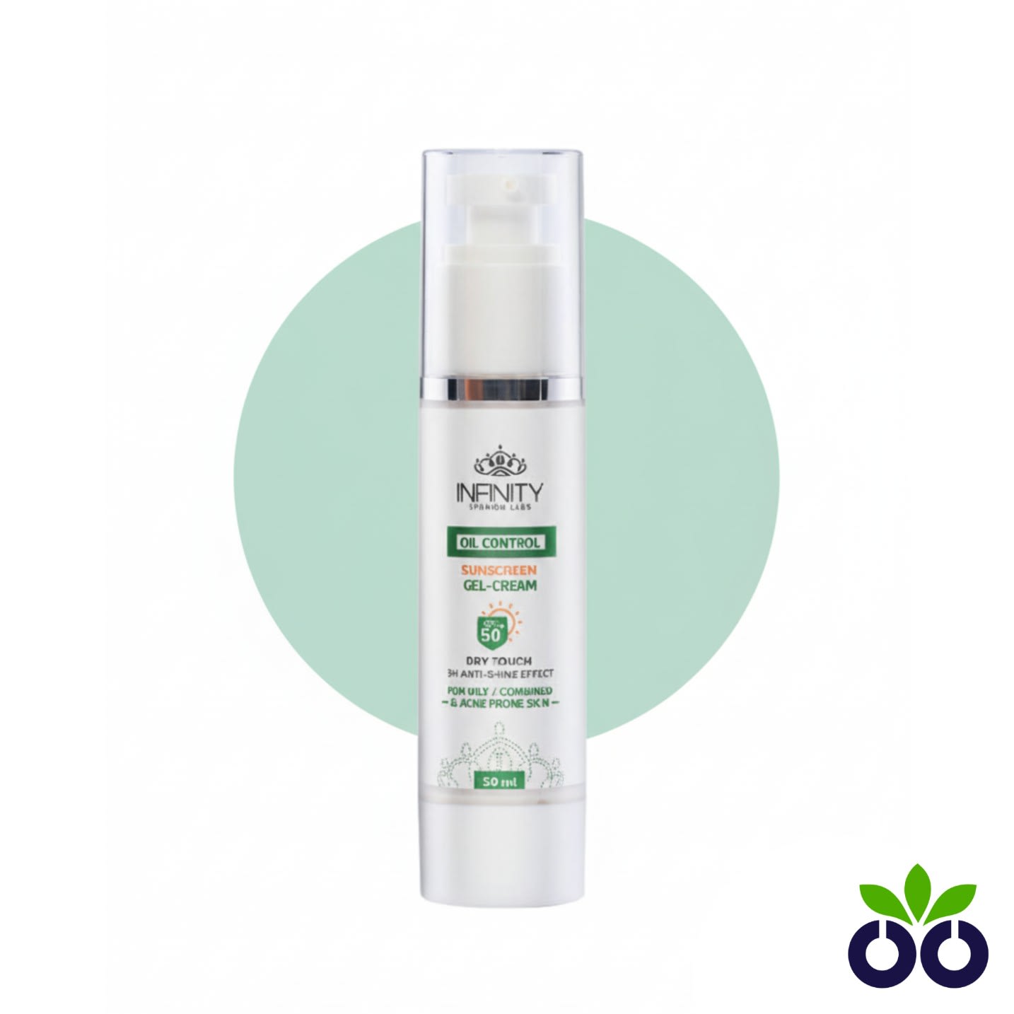 Infinity Oil Control Sunscreen, a sunscreen for oily skin with Matmarine™ and Salicylic Acid for a matte finish.