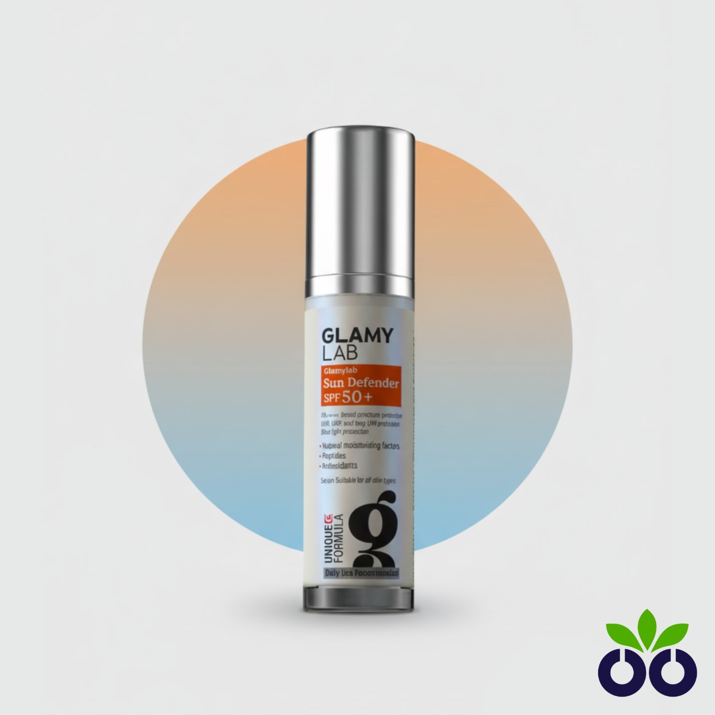Glamy Lab Sun Defender, a high protection sunscreen spf 50 with modern hybrid filters for elite sun defense.