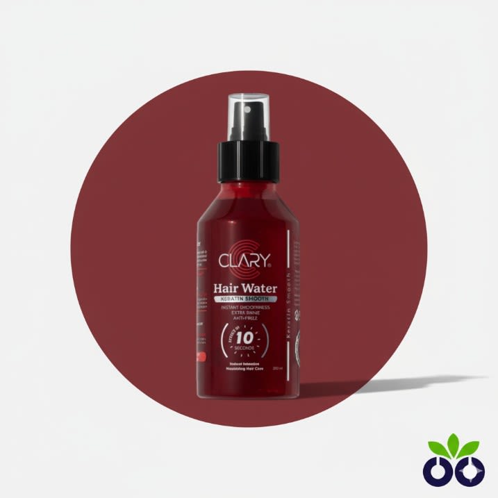 Clary Hair Water, an anti-hair fall spray with Keratin and Caffeine to strengthen and refresh the scalp.