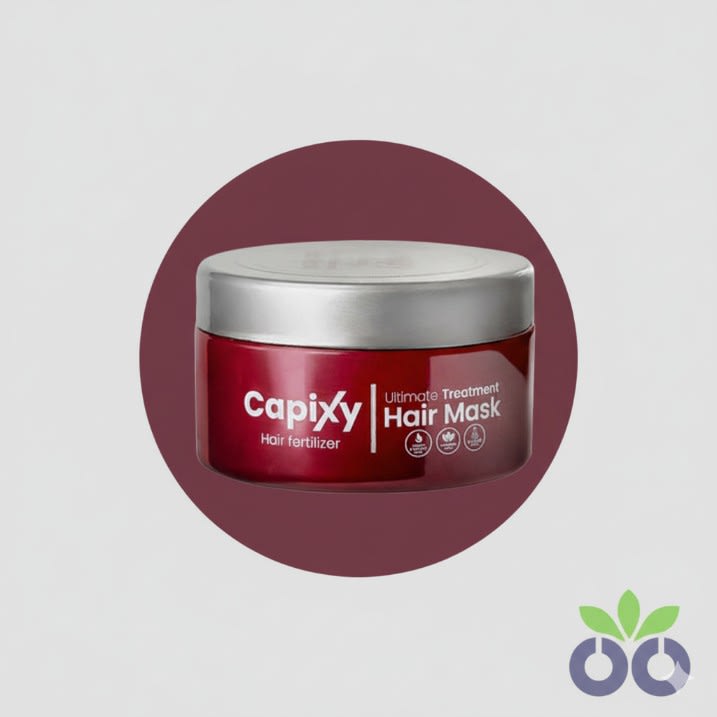 Capixy's hair mask for breakage and hair loss with Caffeine and Argan Oil to strengthen and repair dry, damaged hair.