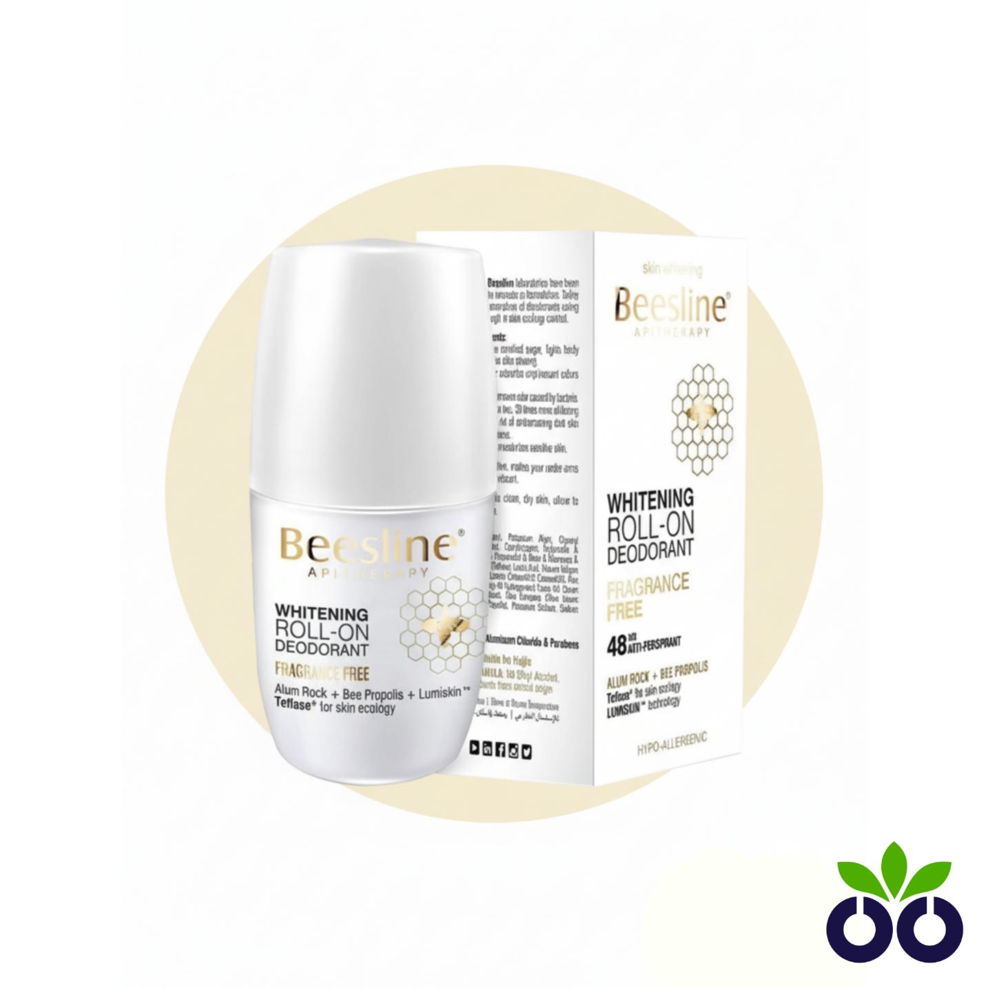 Beesline Fragrance-Free, a gentle, fragrance free whitening deodorant with Lumiskin for sensitive underarm skin.