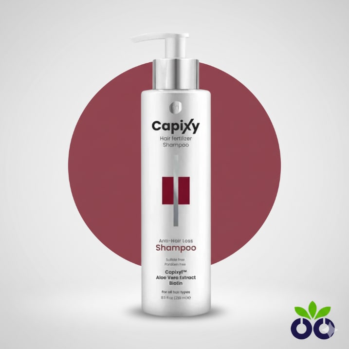Capixy's sulfate-free shampoo for hair loss with Capixyl and Saw Palmetto to gently cleanse and fight DHT.