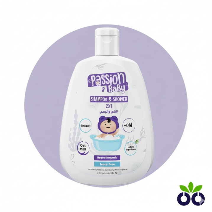 Passion Baby 2-in-1, a gentle baby shampoo and wash with soothing Oat Milk and Avocado for delicate skin.