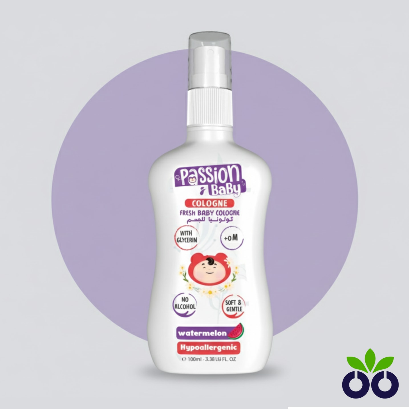 Passion Baby Body Cologne, a gentle baby cologne spray with soothing Chamomile and Aloe Vera for a light, fresh scent.