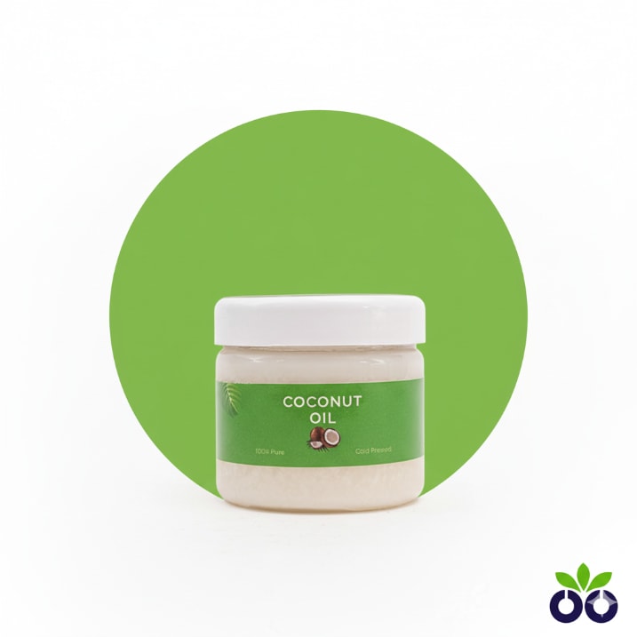 Raw African's 100% pure coconut oil for hair, a cold-pressed oil for repairing damaged hair and moisturizing dry skin.