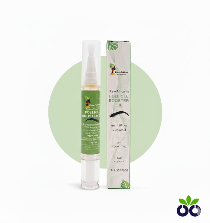 Raw African's natural eyebrow growth oil with Rosemary and Argan Oil to nourish follicles for thicker eyebrows.