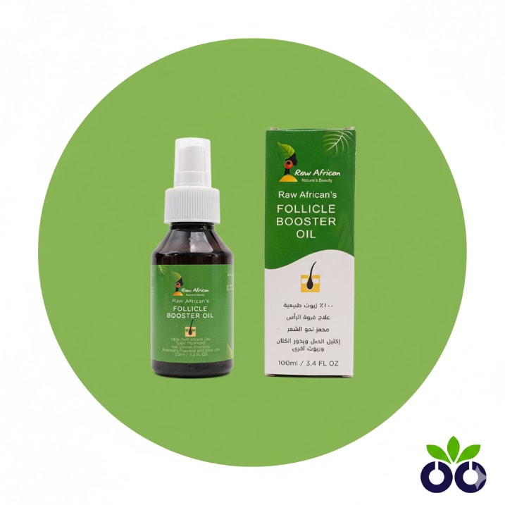 Raw African's natural rosemary hair growth oil with Castor Oil to stimulate the scalp and reduce shedding.