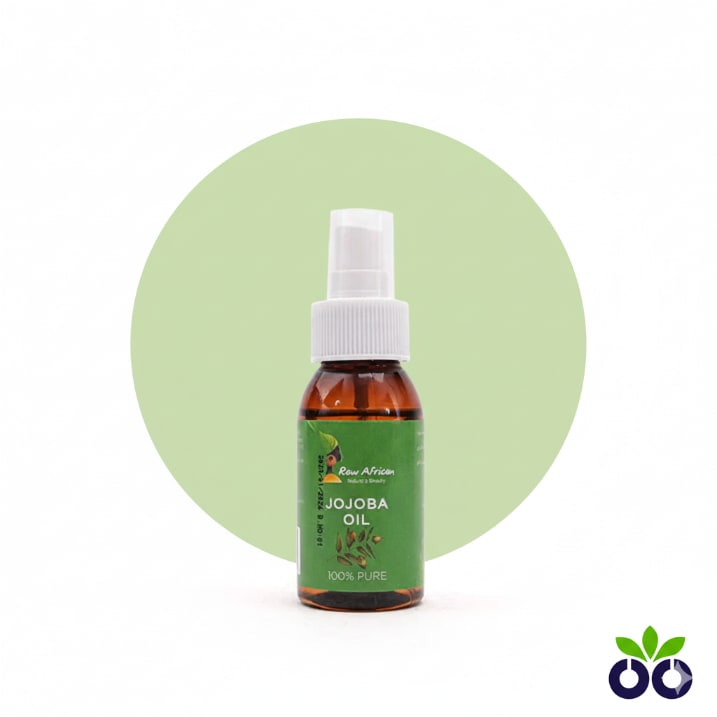 Raw African's 100% pure, cold-pressed jojoba oil for face, a non-comedogenic oil to balance oily skin.