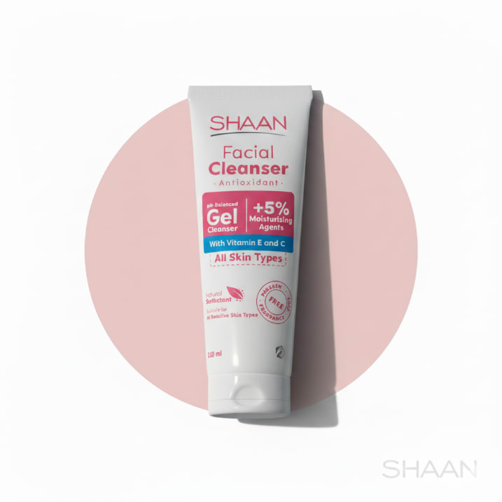 Shaan Antioxidant Facial Cleanser, a gentle antioxidant face wash for sensitive skin with Vitamin C and Honey.