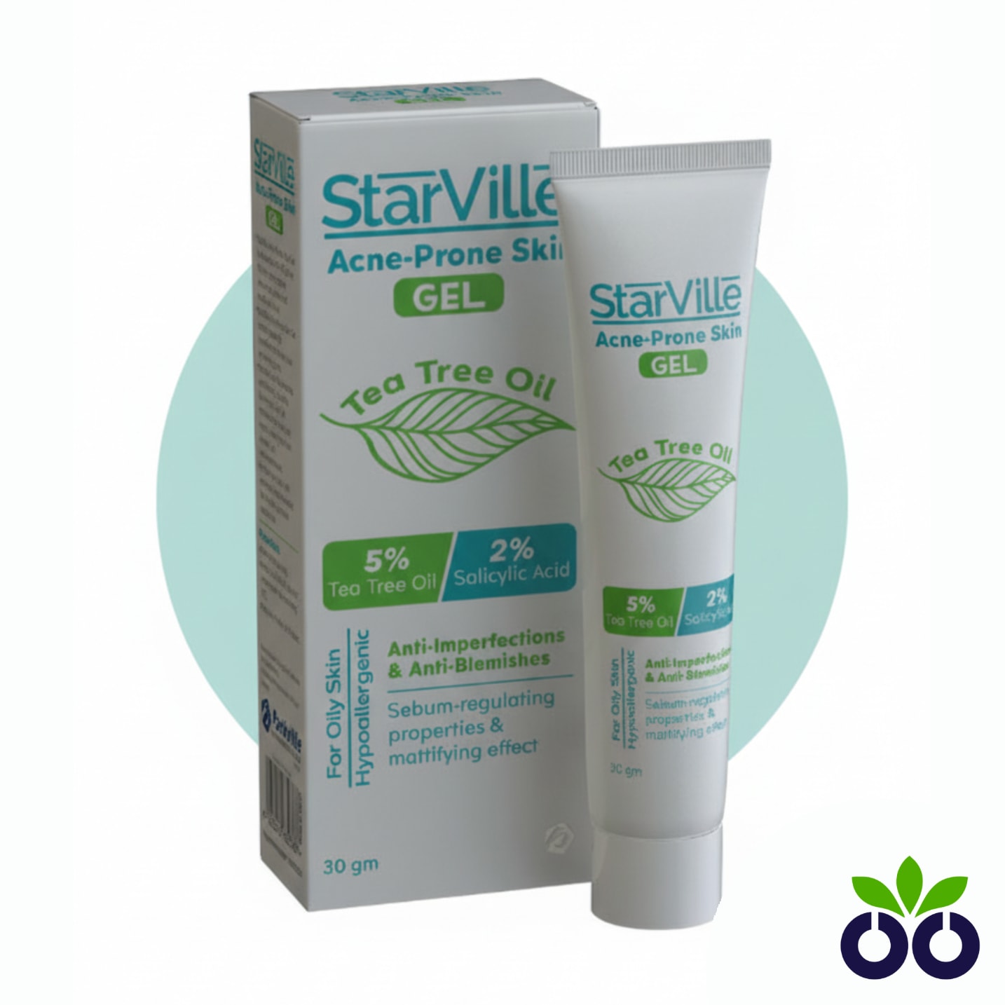 StarVille Acne-Prone Skin Gel, an acne spot treatment gel with Salicylic Acid and Tea Tree Oil for clearing pimples.