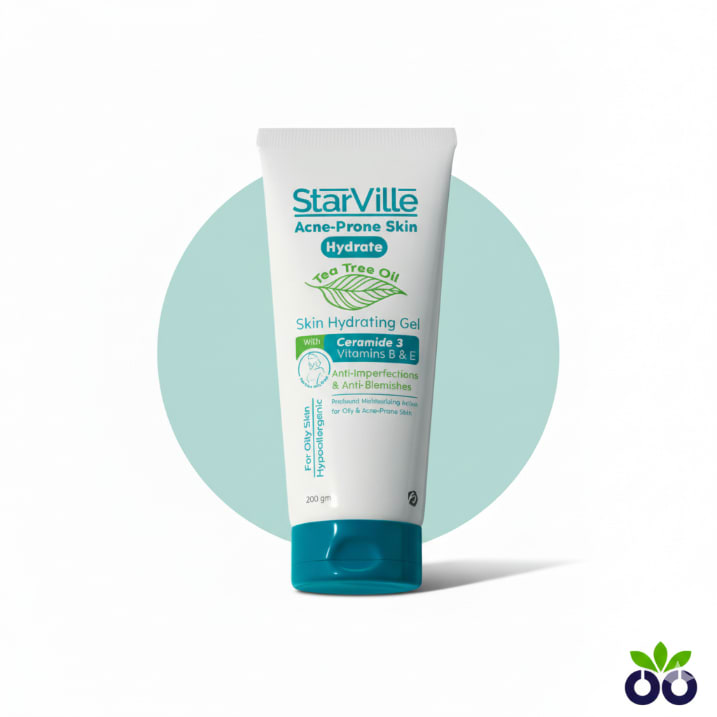 StarVille's hydrating balancing moisturizer for acne-prone skin with Ceramides and Niacinamide to calm and mattify.