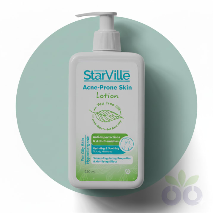 StarVille Acne Prone Skin Lotion, an oil control acne lotion with Bakuchiol and Salicylic Acid to clear blemishes.
