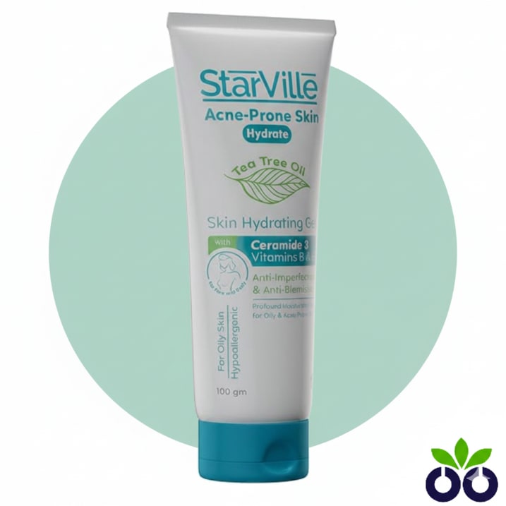 StarVille's hydrating moisturizer for oily dehydrated skin with Ceramides and Salicylic Acid to balance skin.