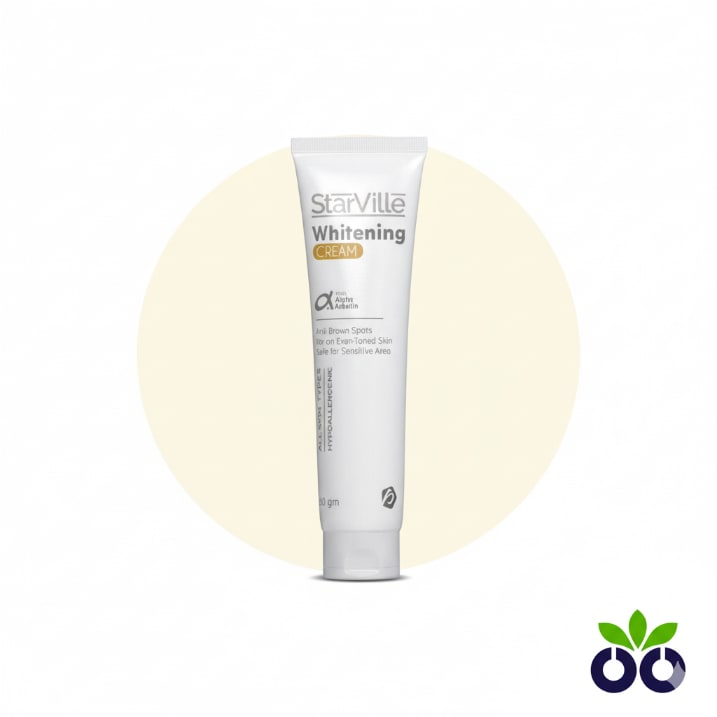 StarVille Whitening Cream, a night cream for hyperpigmentation with Alpha Arbutin, Kojic Acid, and Licorice.