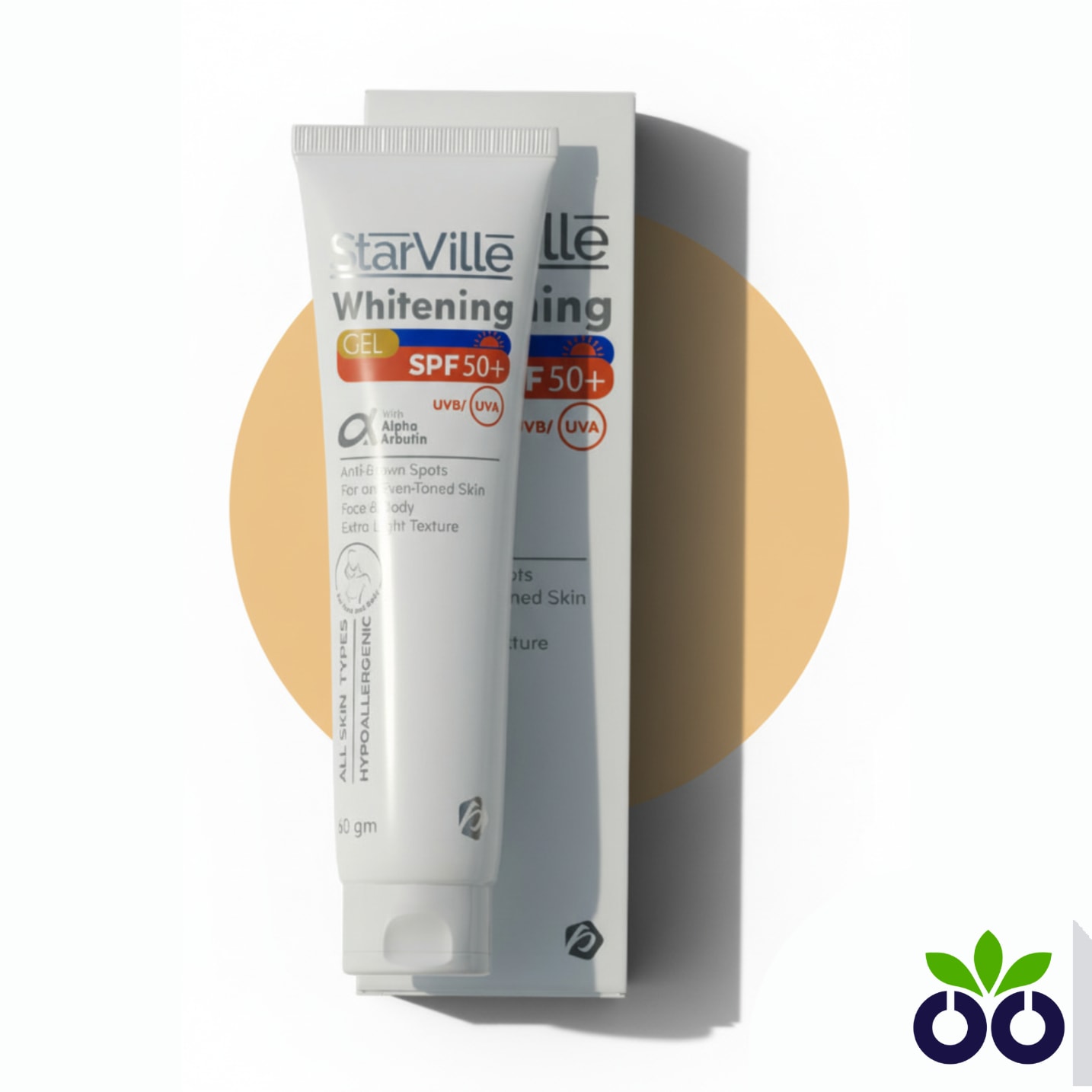 StarVille Whitening Gel SPF 50, a daily sunscreen for hyperpigmentation with Alpha Arbutin and Kojic Acid.