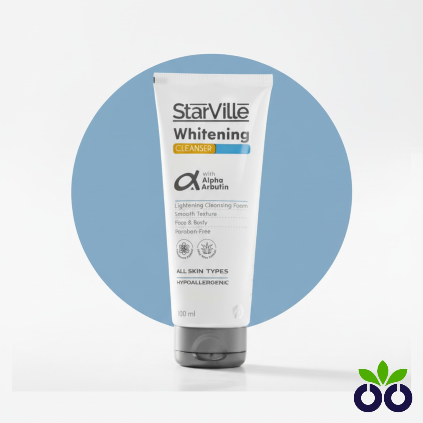 StarVille's face wash for hyperpigmentation with Alpha Arbutin and Kojic Acid to exfoliate and brighten skin.