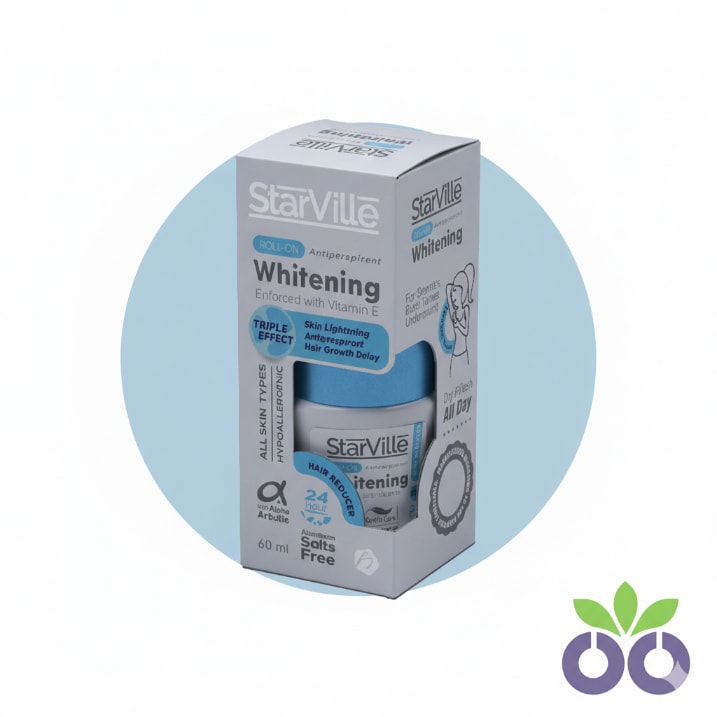 StarVille's 3-in-1 hair reducer deodorant with Cheliodonine and Alpha Arbutin to slow hair growth and brighten underarms.