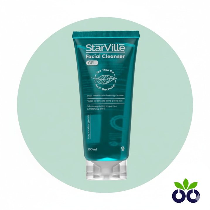 StarVille's 200ml acne cleanser for oily skin, with Salicylic Acid, Sulfur, and Tea Tree Oil to clear breakouts.