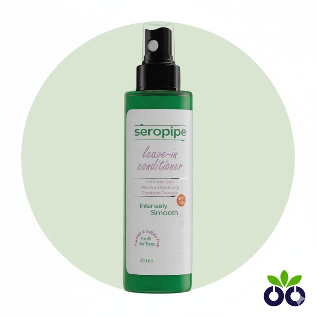 Seropipe Leave-In, a leave-in conditioner with uv protection and Rosemary, to detangle frizzy hair and protect from sun damage.