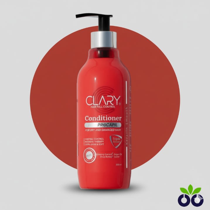 Clary Conditioner, a nourishing conditioner for hair fall with Procapil and Argan Oil to strengthen and hydrate dry, frizzy hair.