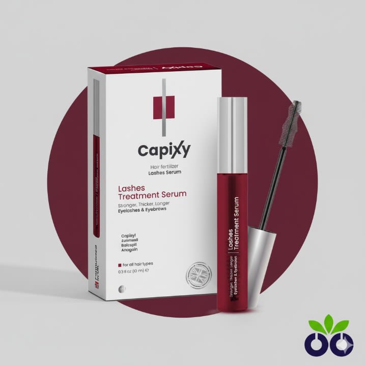 Capixy Lashes, an intensive lash growth serum with Capixyl and Anagain to strengthen and lengthen sparse eyelashes.