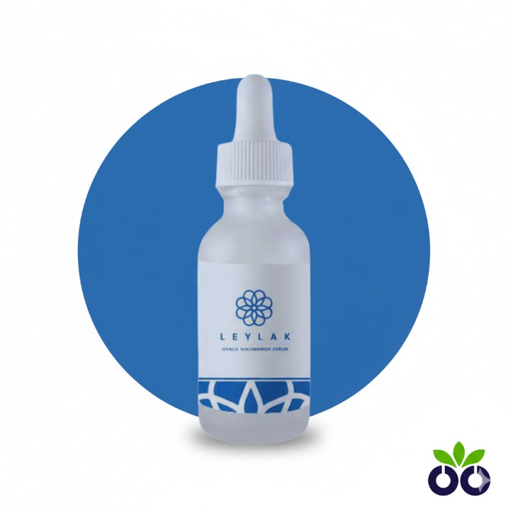 Leylak's niacinamide and ceramide serum with Bisabolol to calm, hydrate, and balance oily, sensitive skin.