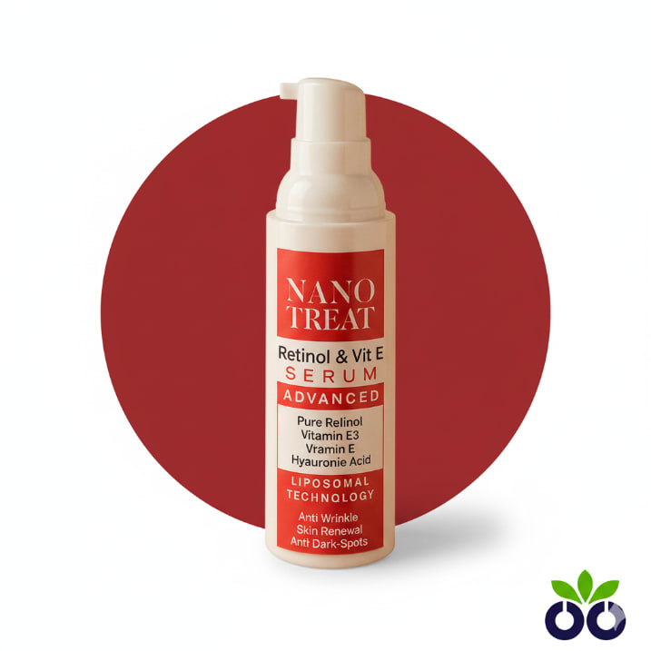 Nano Treat's 2.5% retinol serum with Vitamin E, a high-strength, liposomal formula for experienced users.