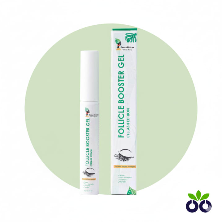 Raw African Eyelash Booster, a biotin eyelash serum with 2% Biotin and Keratin for strengthening sparse lashes.