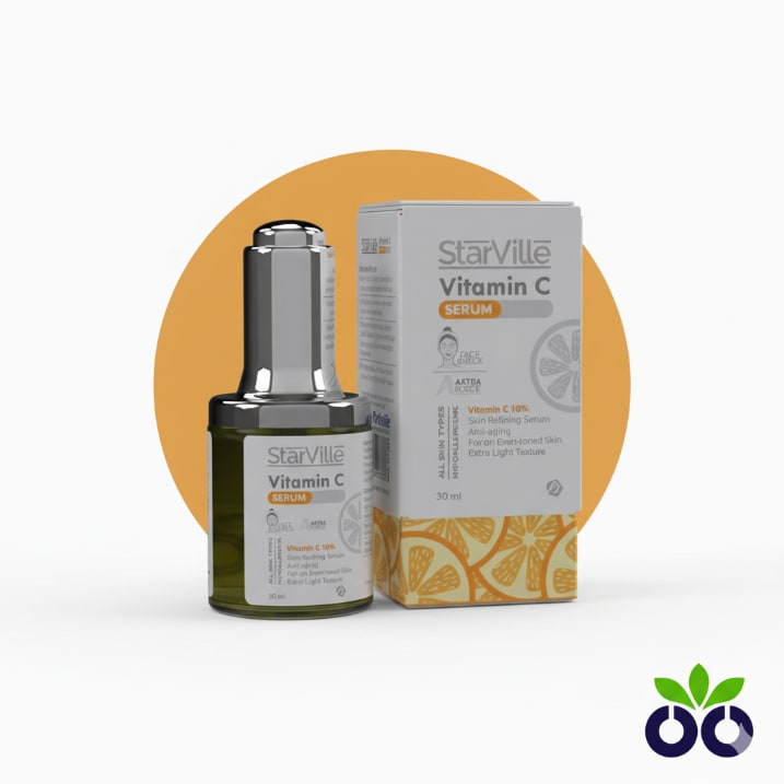 StarVille's 10% antioxidant vitamin c serum with Astra Force and Vitamin E to protect from sun damage and brighten skin.
