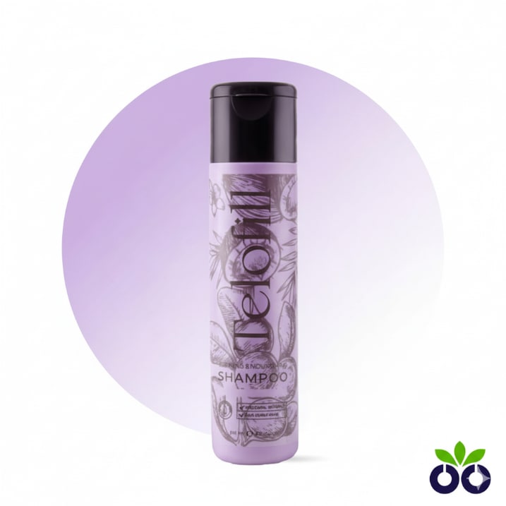 Telofill nourishing shampoo for hair fall with Procapil and Shea Butter to strengthen and define dry, curly hair.