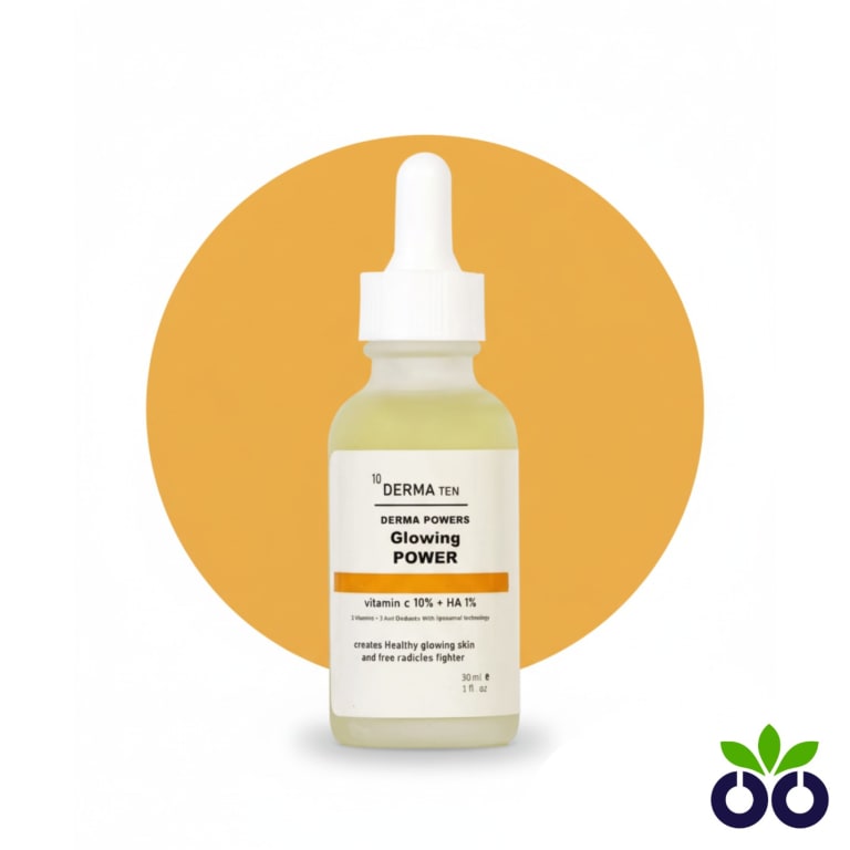 Derma Ten Glowing Power, a brightening serum for sun damage with Vitamin C and Ferulic Acid.