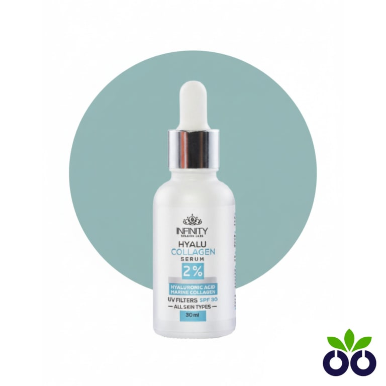 Infinity Hyalu Collagen Serum, a plumping hyaluronic acid serum with Marine Collagen for hydrating and firming skin.