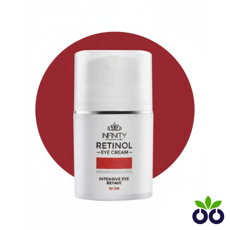 Infinity Retinol Eye Contour Cream, a retinol eye cream for wrinkles with 0.3% Retinol and Caffeine to reduce puffiness.